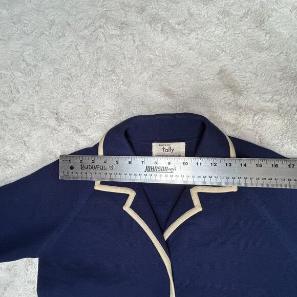 Vintage Knits By Tally Wool Classic Collared Sweater Size 14 Blue White - Picture 8 of 9